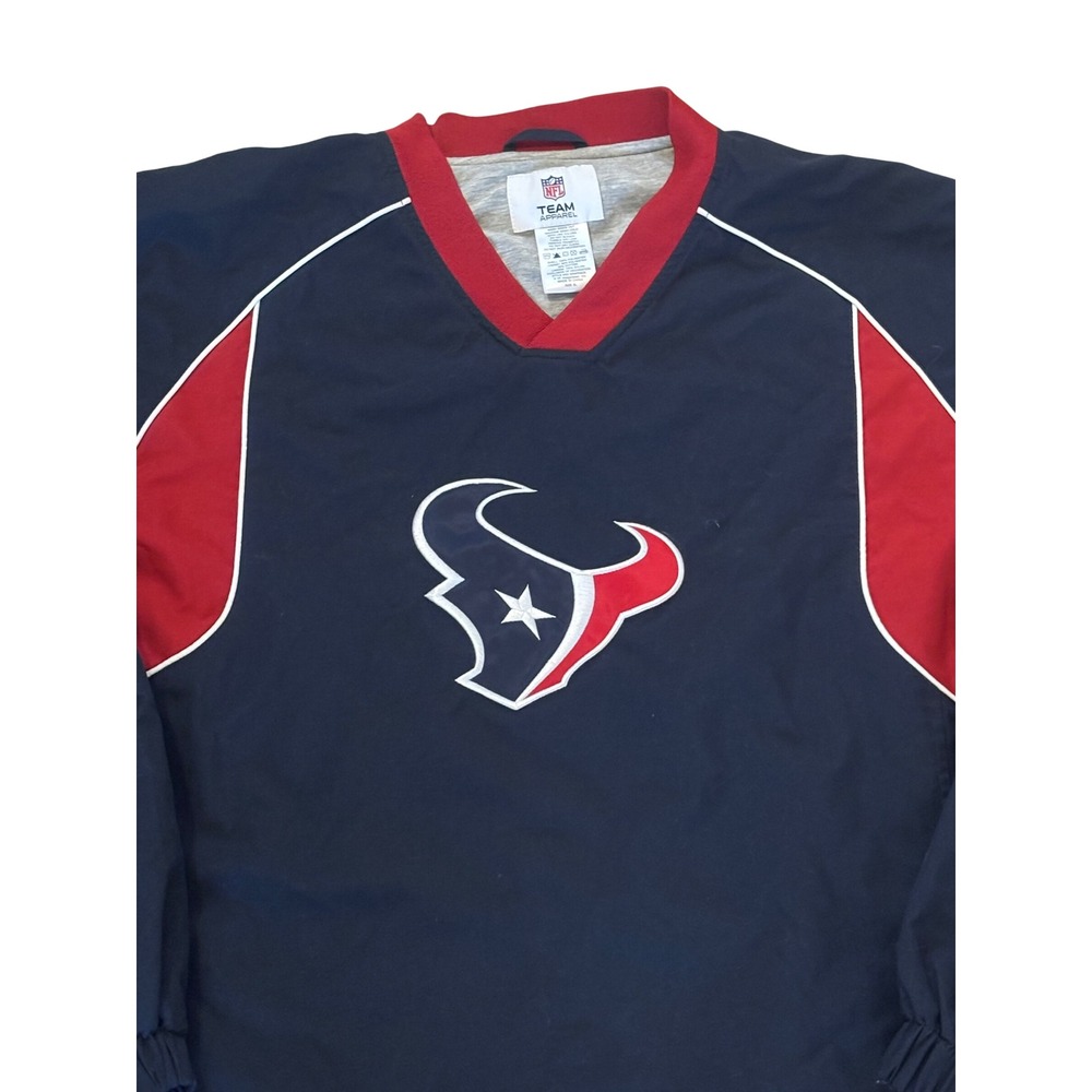 Vintage NFL Team Apparel Houston Texans Mens XL Blue V-Neck Windbreaker Pullover